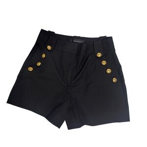 White House Black Market High Waist Black Shorts with Gold Buttons